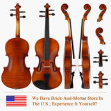 PHOENIX Violin 4/4 Full Size Kit, Violin Fiddle Set for Beginner Adults Student with Rosewood Bow, Extra Strings & Bridge, 2 Rosins, Tuner, Case, Mute, Fingerboard Stickers, Shoulder Rest (Full) PHOENIX
