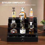 upcessory Cologne Organizer for Men, 4 Tier Black Wood Perfume Organizer with Felt Lining Drawer and Hidden Compartment, Perfume Display Holder, A Gift for Men upcessory