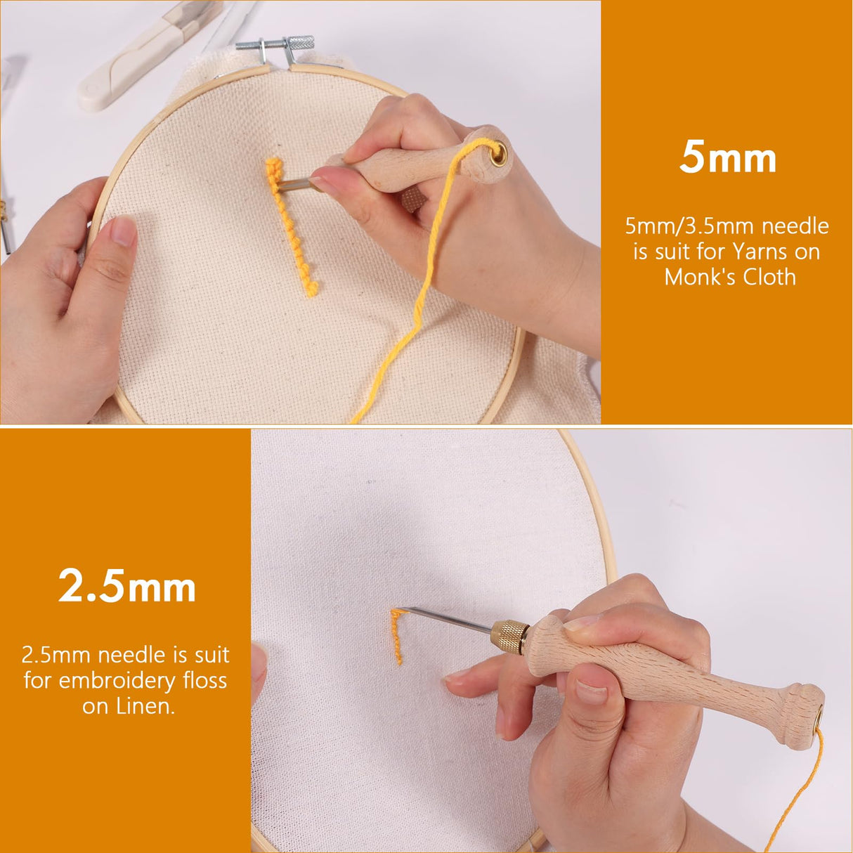 Pllieay Punch Needle, Wooden Punch Needle Tool, Adjustable Embroidery Punch Needle Tool for Punch Needle, DIY Craft Stitching Pllieay