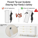 FURNIWAY White Dresser, Modern 6-Drawer Dresser for Bedroom with Gold Handles, Wide Chest of Drawers for Living Room FURNIWAY