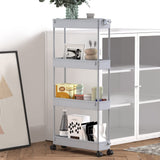 SPACELEAD Slim Storage Cart 4 Tier,Bathroom Organizer Rolling Utility,Mobile Shelving Unit Slide Out for Office, Kitchen, Laundry Room & Narrow Places,Gray SPACELEAD