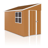 YOPTO 8x4 FT Sheds & Outdoor Storage,Heavy-Duty Metal Steel Shed with Windows and Weatherproof Sloped Roof,Waterproof Tool Sheds w/Lockable Door & Ventilation,for Garden,Lawn,Brown YOPTO