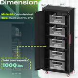 Kelueo 71" H Metal Garage Storage Cabinet with Wheels, 4 Adjustable Shelves & Locking Doors – Steel Tool Cabinet for Home,Basement,Utility Room – Garage Cabinets and Storage System, Black Kelueo