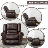 CANMOV Leather Recliner Chair, Classic and Traditional Manual Recliner Chair with Comfortable Arms and Back Single Sofa for Living Room, Brown CANMOV