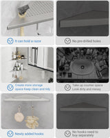 AJOBEND Corner Shower Shelves with Razor Slot & 2 Hooks, 10" Stainless Steel Recessed Triangle Shelf Racks for Bathroom, Grout in Shelf for Tiled Wall, 2 Pack (Holds 15lbs) AJOBEND