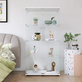 Fulocseny 64.5'' Glass Display 4-Shelf Cabinet in Clear with Two Door, White Modern Curio Cabinet Case Collection Display Case, Floor Standing Bookshelf for Living Room Bedroom Home Office (White) Fulocseny