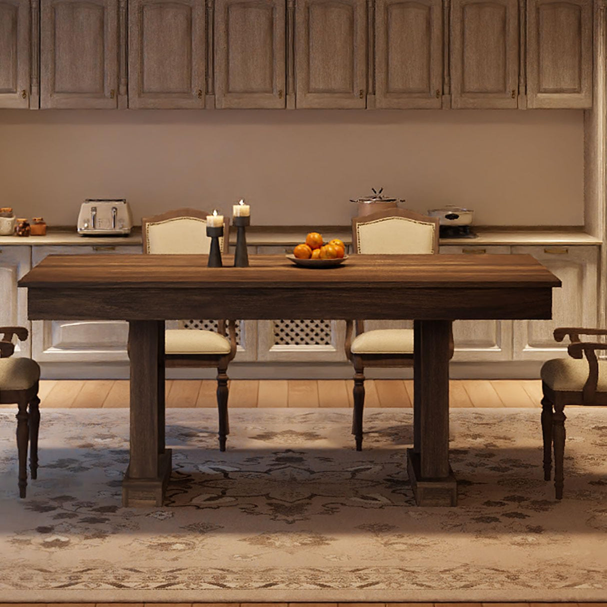 IDEALHOUSE Wooden Dining Table for 6-8 People with 2 Large Drawers, 71 in Long Farmhouse Rectangular Kitchen Dining Table & Thick Table Top, Sturdy Frame, for Big Family, Dinette, Office, Walunt IDEALHOUSE