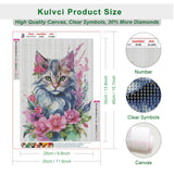 Kulvci Cat Diamond Painting Kits for Adults, Round Full Drill Diamond Art Kits, 5D DIY Diamonds Crafts for Home Wall Decoration Gifts 12×16Inch Kulvci