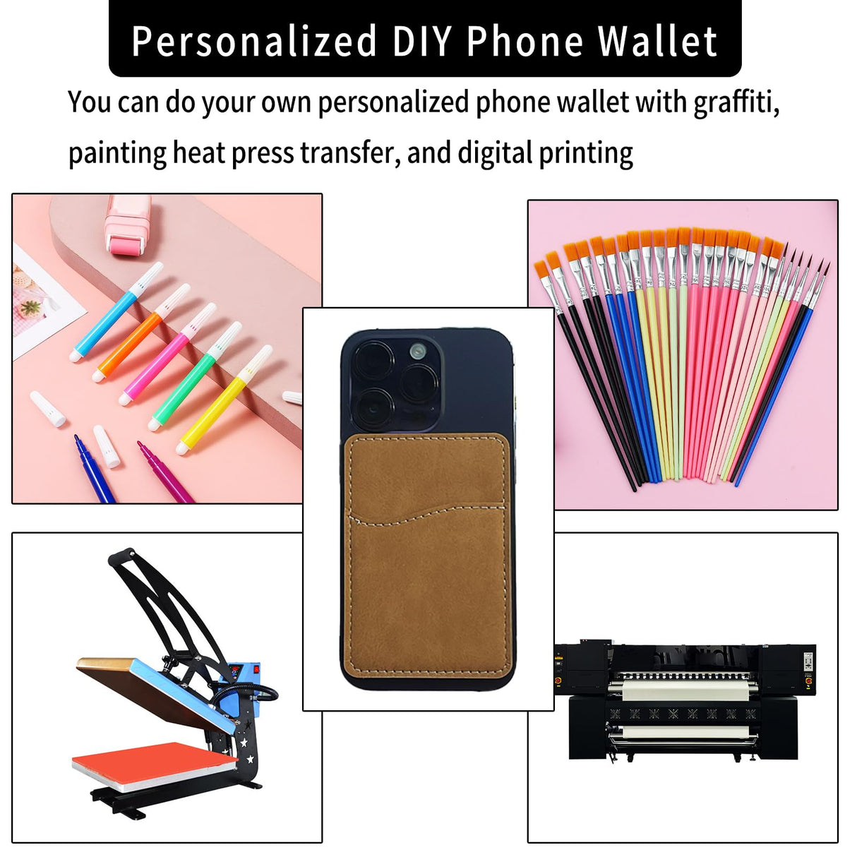 HeKimLee 10 Pack Blanks Phone Wallet Stick On for Sublimation, PU Leather Cell Phone Credit Card Holder, ID Case Pouch Sleeve with Self Adhesive Sticker for iPhone Samsung Pixel HeKimLee