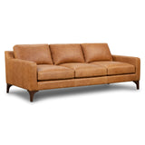POLY & BARK Sorrento Leather Couch – 86-Inch Leather Sofa with Tufted Back - Full Grain Leather Couch with Feather-Down Topper On Seating Surfaces – Pure-Aniline Italian Leather – Cognac Tan POLY & BARK