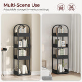 MAHANCRIS 4-Tier Bookshelf, Rotating Bookcase, 360° Spinning Book Shelf, Rotate Corner Book Shelve, Storage Rack, for Study, Home Office, Black BKBK3401 MAHANCRIS