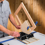Router Table Spline Jig – Router Jigs and Templates for Small Boxes, Frames – Router Sled Holds Workpiece at 450 Angle - MDF Base w/ABS Sled Box Joint Jig - Fits Standard 3/8'' x 3/4'' Miter Slot ROCKLER