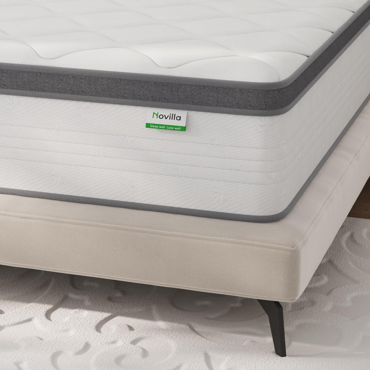 Novilla Queen Size Mattress 10 Inch, Queen Mattress in a Box Hybrid, Pocket Innerspring with Foam Layer for Motion Isolation & Pressure Relief,Soft Feel but Supportive,CertiPUR-US Novilla