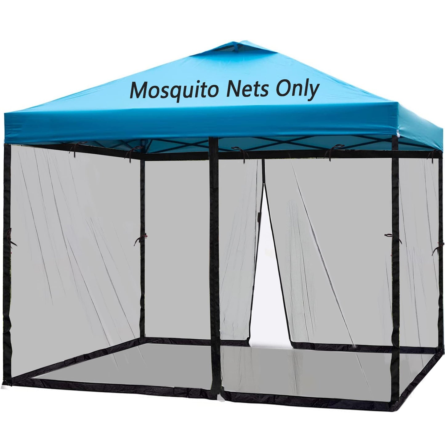 10x10 Mosquito Netting for Patio Camping Gazebo/Pop Up Canopy Tent,Double Door Side Screen Easy Installation Black（Only Mosquito Net No Frame） (Embedded 10x10)