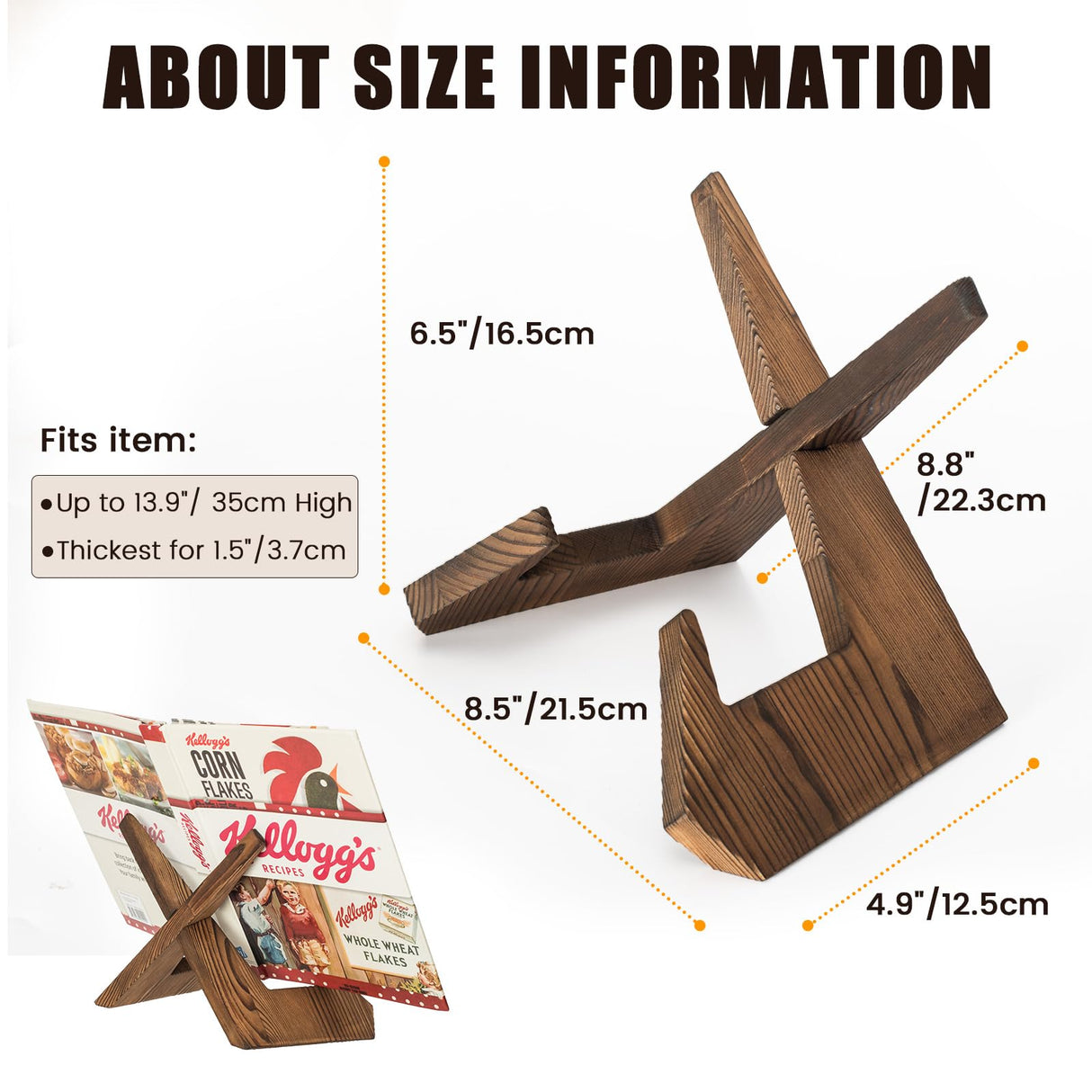 Cookbook Stand Holder Display Wooden: Rustic Wood Design - Adjustable Multifunctional Display Stand - Foldable Kitchen Counter Decor - Recipe Book Holder for Counter Canareen