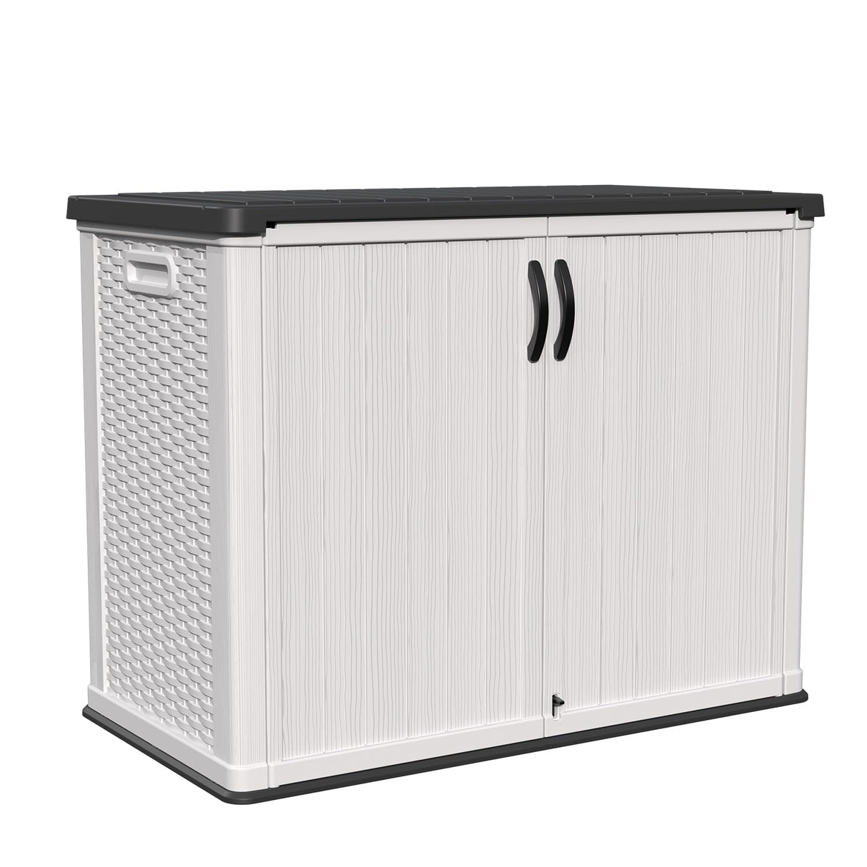 Patiowell 26 Cu.ft Plastic Outdoor Storage Cabinet, Lockable Waterproof Horizotal Storage Shed, Tool Box for Patio, Garden Tools, Garbage Cans, Pool Supplies, Easy Assembly, White(Not Include Shelves) Patiowell