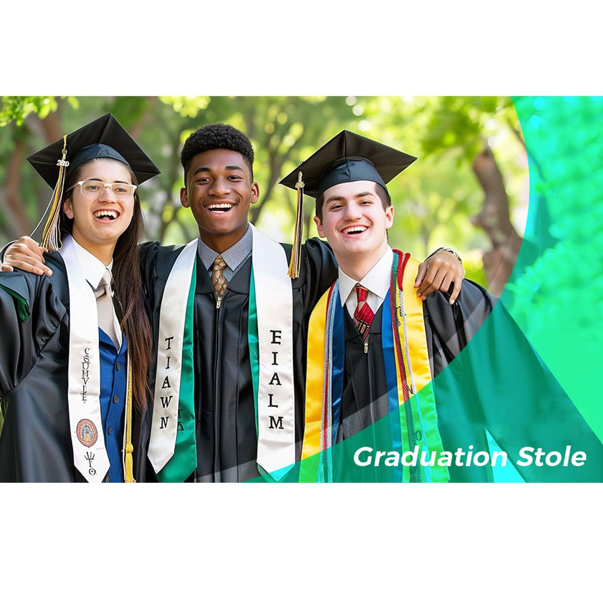 QOMOLANGMA 10PCS Sublimation Blank Graduation Stole Sash 60 in x 4.92 in Adult Bachelor Belt Double Layer Graduation Party Gift for Hear Press Transfer QOMOLANGMA