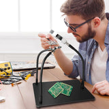 Helping Hands Soldering Station with 6X Magnifying Glass, Magnifier with 2 Adjustable Arms Solder Helping Hands, Soldering Holder Third Hand Tool for Electronic Repair Soldering Crafts Jewelry DIY NZQXJXZ