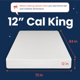 GAESTE 12 Inch Cal King Cooling Gel Medium Firm Green Tea Memory Foam Mattress for Cool Sleep CertiPUR-US Certified Convenient Mattress in a Box Fiberglass Free (California King, 12 in) GAESTE