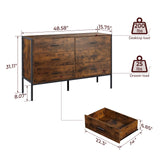 Lyromix Rustic Brown Dresser with 6 Drawers, Wide 48'' Wood TV Stand with Storage, Mid Century Dresser Dresser for Bedroom, Perfect for Bedroom Room Storage Lyromix