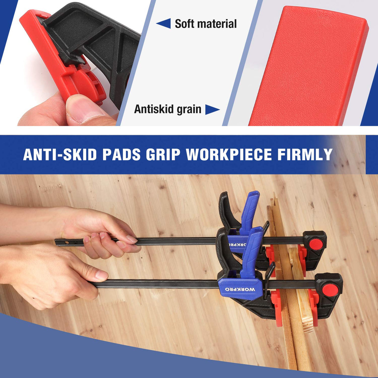 WORKPRO 12" Bar Clamps for Woodworking 2-Pack, Quick-Release Wood Clamps/Spreader Light Duty, One Hand F Clmaps 150 LBS Load Limit, Ideal for Woodworking and DIY Projects WORKPRO