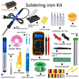 Soldering Iron Kit, 60W Adjustable Temperature, Digital Multimeter, 5pcs Soldering Tips, Wire, Stand, Desoldering Pump, Solder Wick, Tweezers, Welding Tool KYZHXVO