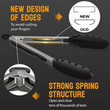 HOTEC Premium Stainless Steel Locking Kitchen Tongs with Silicon Tips, Set of 2-9" and 12" HOTEC