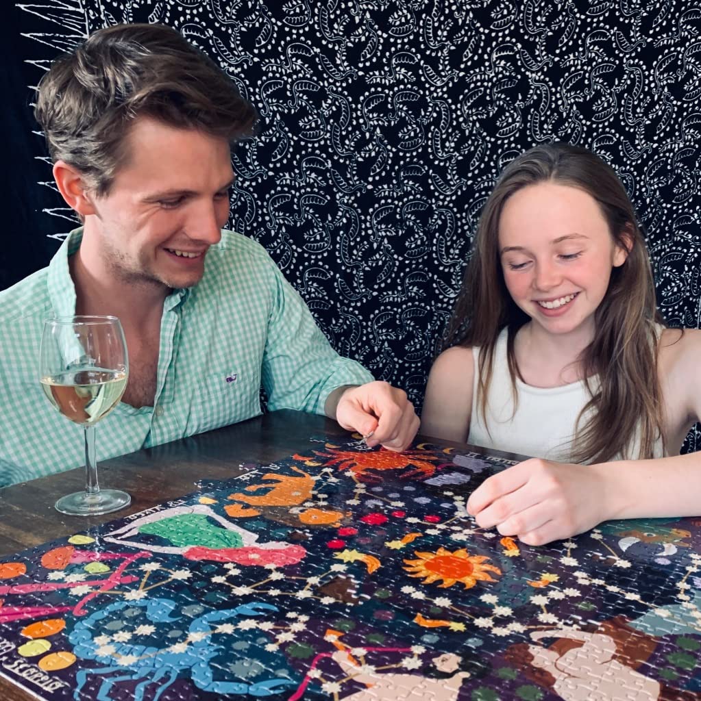 eeBoo Piece and Love Zodiac Constellation 1000-piece Square Adult Jigsaw Puzzle Glow in The Dark, Jigsaw Puzzle for Adult and Families, with Glossy, Sturdy Pieces and Minimal Puzzle Dust eeBoo