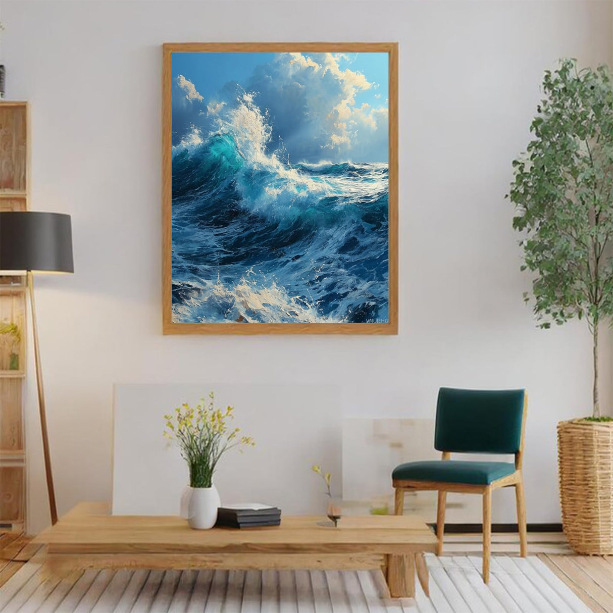 VNUIEHG DIY Paint by Numbers for Adults Beginner, Majestic Ocean Waves, Paint by Numbers Kit Painting by Numbers for Adults, 16" x 20" VNUIEHG