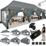 COBIZI 10x30 Pop Up Canopy Tent with 8 Removable Sidewalls EZ POP Up Party 10x30 Canopy Tent Waterproof and UPF50+,Outdoor canopy tents for Parties Wedding Events,with Roller Bag & Sandbags(gray COBIZI