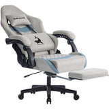 Blue Whale Gaming Chair for Adult 350lbs Computer Chair with Adjustable Lumbar Support Headrest and Footrest Large Size Reclining Gaming Chair Big and Tall Linkage Armrest Computer Chair Grey Blue Whale
