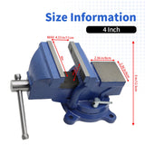 Nakkaa 4" Bench Vise Ductile Cast Iron Bench Vise with 360° Flexible Swivel Locking Base Heavy Duty Home Work 4 Inch Bench Vice Nakkaa