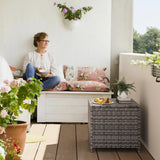 UDPATIO Outdoor Wicker Side Table with Storage Set of 2 Patio Rattan End Table Small Resin Square Container Coffee Table Backyard Pool for Furniture Covers, Toys and Gardening Tools (Grey) UDPATIO