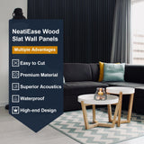 NeatiEase Wood Slat Wall Panels, 4-Piece 96" x 12.6", Soundproof & Noise Cancelling, Acoustic Wall Panels (Black) NeatiEase