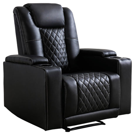 Modern Power Recliner Chair with Cup Holder Faux Leather Electric Reclining Chairs for Adults Movie Theater Chairs, Black Phoenix Home
