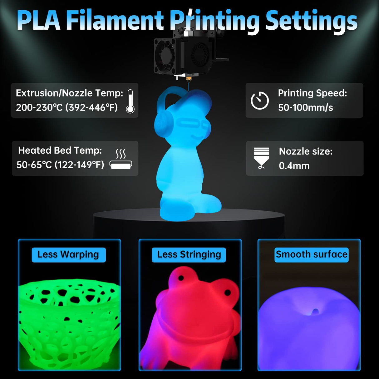 SUNLU Glow in The Dark PLA Filament, Neatly Wound Luminous PLA 3D Printer Filament 1.75mm Dimensional Accuracy +/- 0.02mm, Fit Most FDM 3D Printers, 1kg Spool (2.2lbs), (Blue PLA, Glow Blue) SUNLU