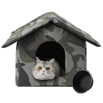 FURBULOUS Collapsible Outdoor Cat House for Cats and Puppies, Pet Shelter Waterproof, Cold and Windproof, Scratch-Resistant, Easy to Assemble Stray Cats Shelter(S)