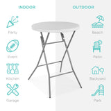 Best Choice Products 32in Bar Height Folding Table, Round Indoor Outdoor Accessory for Patio, Backyard, Dining Room, Events w/Thick Table Top, Metal Frame, Locking Legs, 330lb Weight Capacity - White Best Choice Products