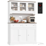 FACBOTALL 71.9" Kitchen Pantry Cabinet, Tall Storage Cabinet, Kitchen Cabinets with Countertop and Outlets, Farmhouse Kitchen Pantry Storage Cabinet with Doors and Shelves for Kitchen, White FACBOTALL
