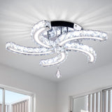 Cainjiazh Modern Crystal Chandeliers Acrylic Crystal Led Ceiling Light Fixtures Arm Pendant Lighting Stainless Steel Ceiling Lamp Hanging Lights for Living Room Dining Room Bedroom (Cold White) Cainjiazh