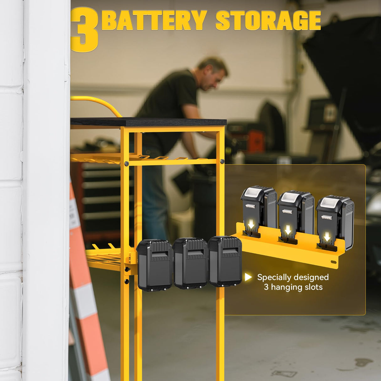 Ferreteriai Power Tool Organizer, Rolling Carts with Wheels, Screw Driver and Drill Organizer with Battery Holder, Tool Organizers and Storage for Garage, Workshop, DIY Use Ferreteriai