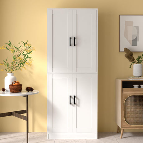 DIYART White Kitchen Pantry Cabinet, 71" Tall Kitchen Storage Cabinet with Doors, Freestanding Wooden Storage Cabinet for Kitchen, Dining Room, Hallway DIYART
