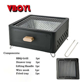 Barbecue Desk Tabletop Outdoor Stainless Steel Smoker BBQ,Portable Lightweight Barbecue Grill Tools for Outdoor Cooking Camping Picnics Beach VBOYL
