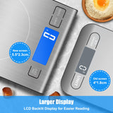 33lb Rechargeable Food Scale, Diyife 304 Stainless Steel Digital Kitchen Scale with 3 Buttons, Weight Grams and Ounces for Baking, Cooking, 5 Units with Tare Function, LCD Display, 2 AAA Batteries Diyife