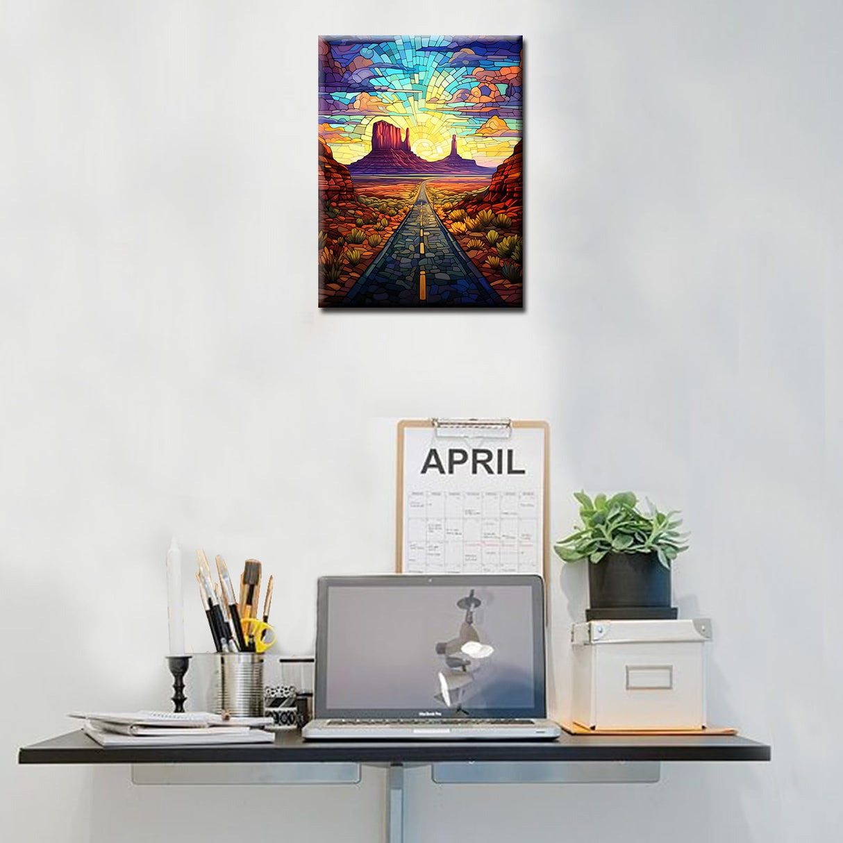 Scenic Highway in Monument Valley Diamond Painting Arizona Desert Artwork Tropical Cactus PlantsWall Art 5D DIY Full Drill Crystal Landscape Diamond Picturefor Adult Home Decor Gift(16''Wx 12''H) TUMOVO