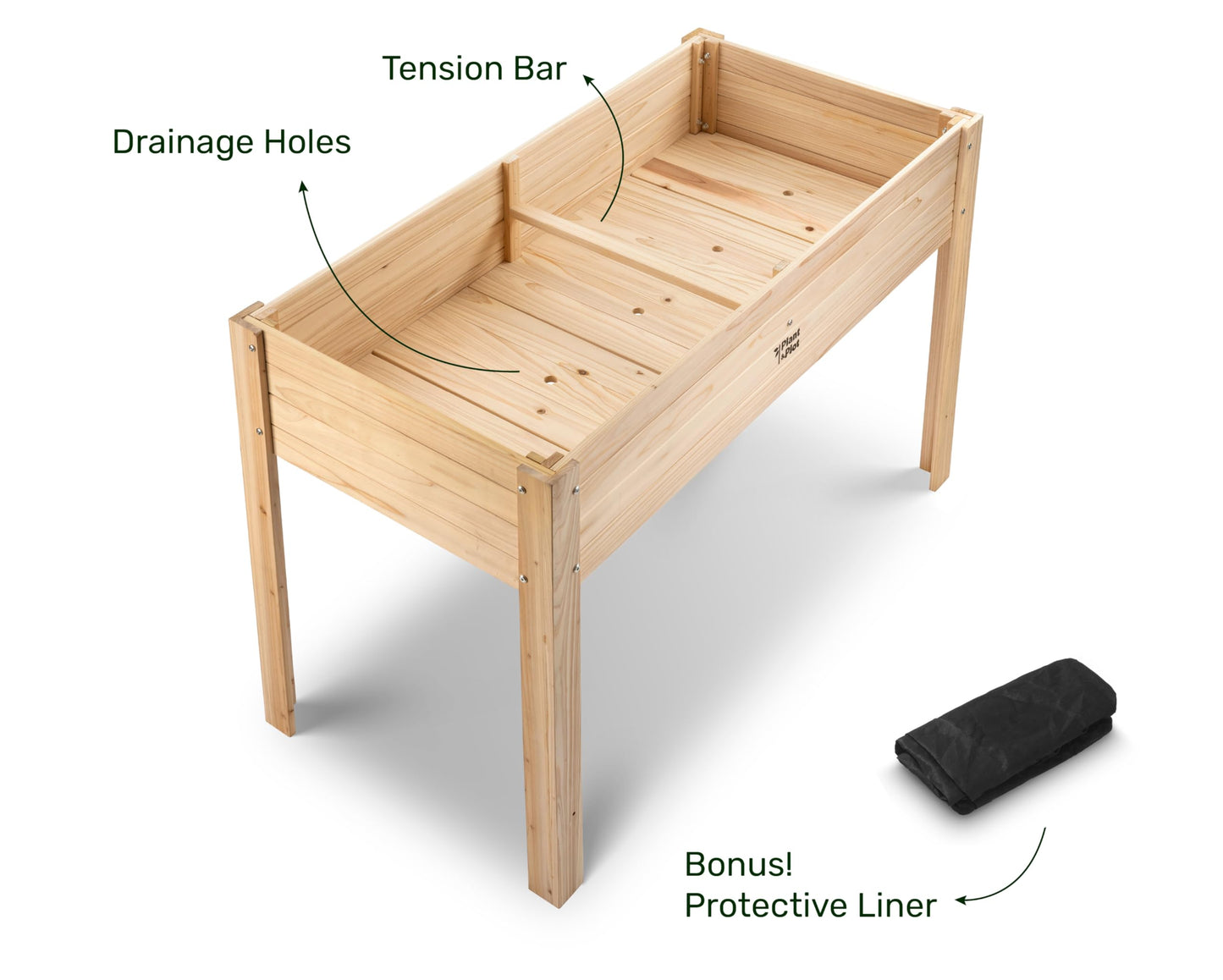 Wooden Raised Garden Bed with Legs for Outdoor // 48×24×33in Elevated Planter Box for Vegetables, Flowers // Large Wood Raised Beds for Backyard Patio Gardening