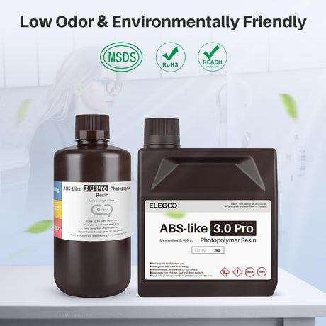 ELEGOO ABS-Like Resin 3.0 Pro, 3D Printer Resin with Low Viscosity and High Precision, 405nm Rapid UV-Curing Photopolymer Resin, 3D Resin for LCD/DLP 3D Printing, White 2000G ELEGOO