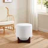 Ornavo Home Decor Round Ottoman with Storage, Boucle White Teddy Round Vanity Chair Stool Ottoman Pouf with Storage for Living Room and Bedroom Ornavo Home