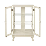 CKEASEAN Lighted Curio Cabinet, 44" H Glass Display Cabinet with 3-Tier Adjustable Glass Shelves, China Cabinet with Mirrored Back Panel for Living Room, Light Blub Included(White) CKEASEAN