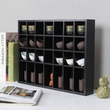 ARRAWIS Black Shot Glass Display Case 18" x13" Solid Wood Wall Mounted Collection Cabinet 28 Slots Small Curio Cabinet Rack (No Door) ARRAWIS